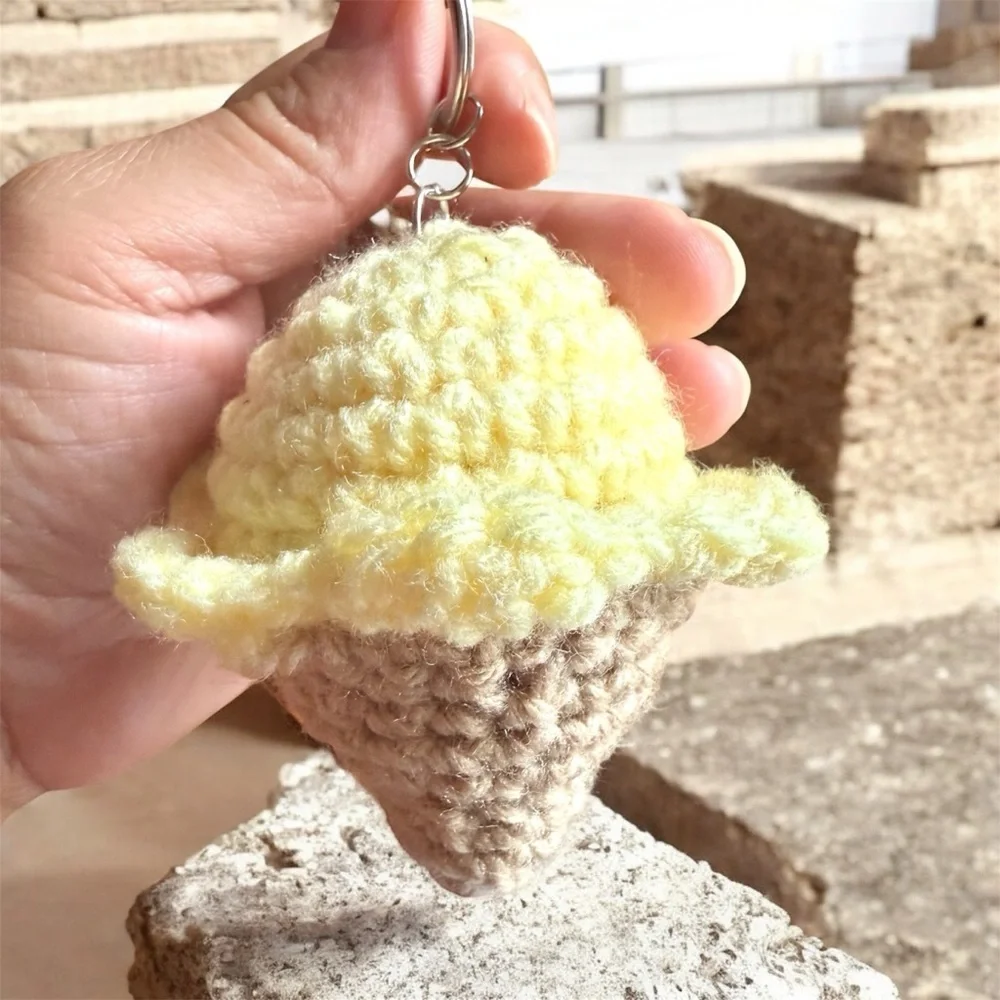 Handmade Crochet Ice Cream Cone Keychain